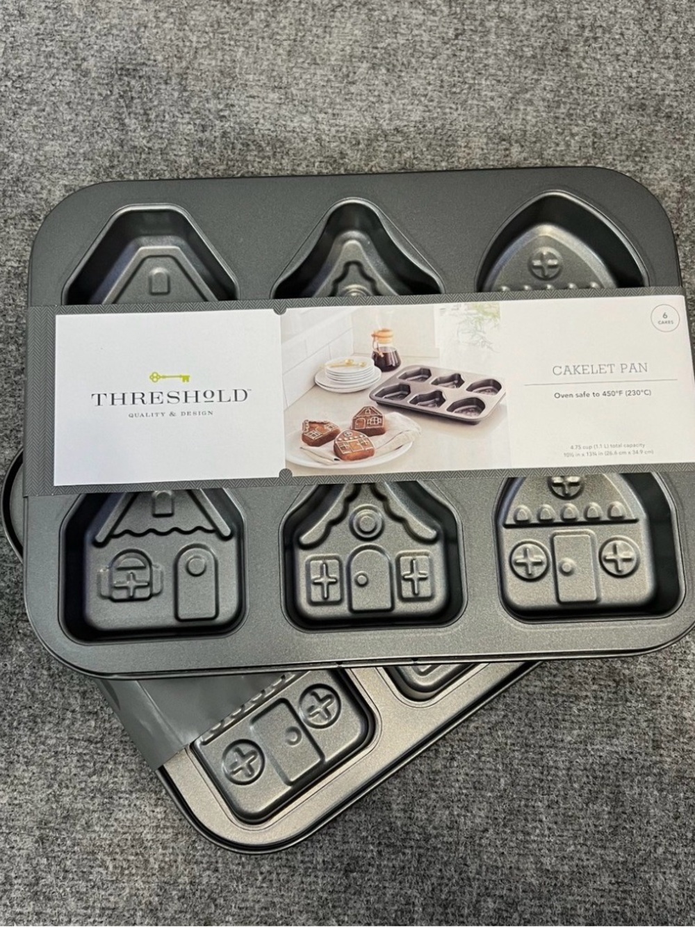 Threshold Gingerbread House Cakelet Pan Nonstick 13.75x10.5, Metal (2 Pack)